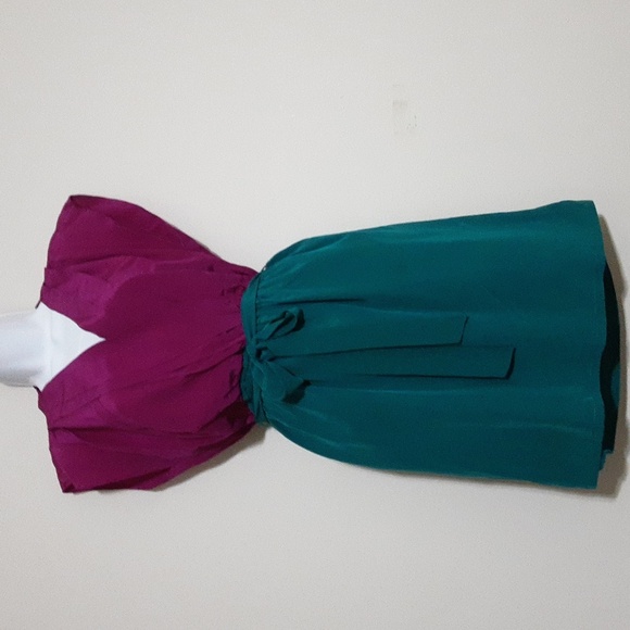 Charlien Jade Elegant Two-Tone Dress Fishia Green Silk Women S/P Y2k Event Fairy - Picture 7 of 7